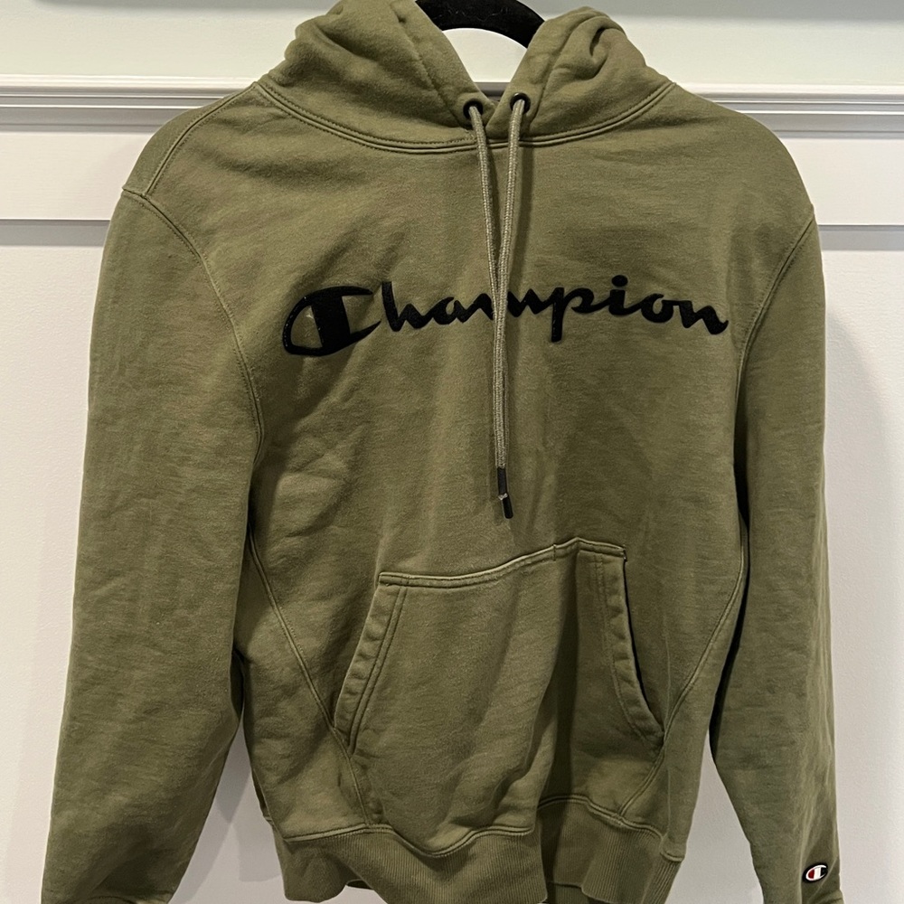 Unisex army green Champion hoodie